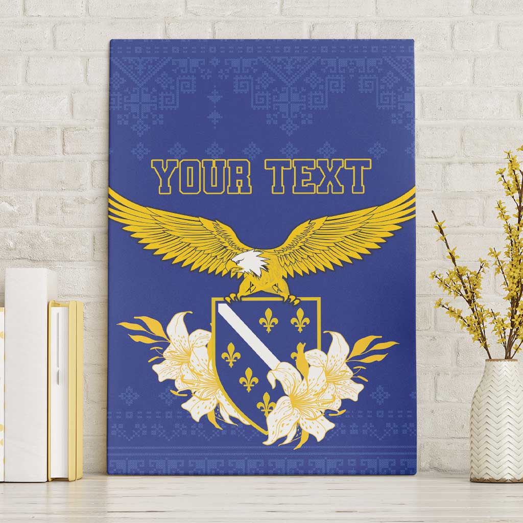 Personalized Bosnia and Herzegovina Independence Day Canvas Wall Art Golden Eagle With Lilium Bosniacum
