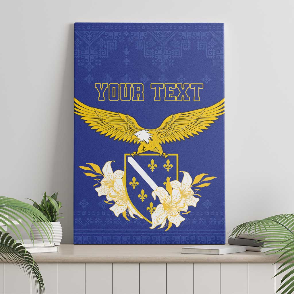 Personalized Bosnia and Herzegovina Independence Day Canvas Wall Art Golden Eagle With Lilium Bosniacum