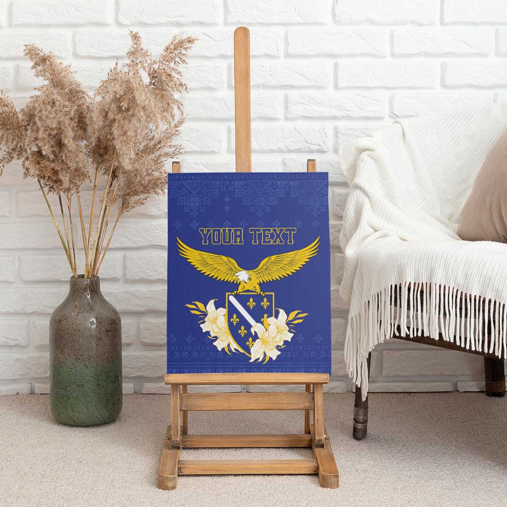Personalized Bosnia and Herzegovina Independence Day Canvas Wall Art Golden Eagle With Lilium Bosniacum