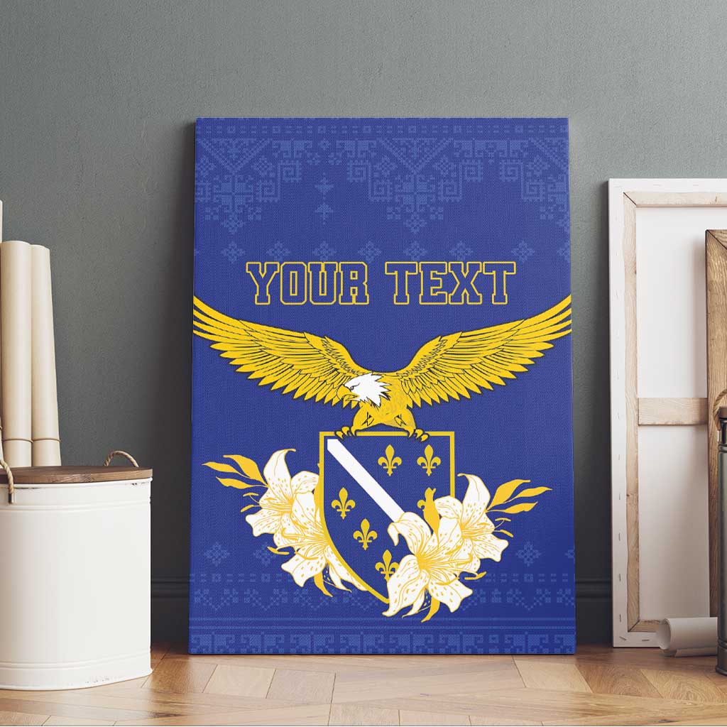 Personalized Bosnia and Herzegovina Independence Day Canvas Wall Art Golden Eagle With Lilium Bosniacum