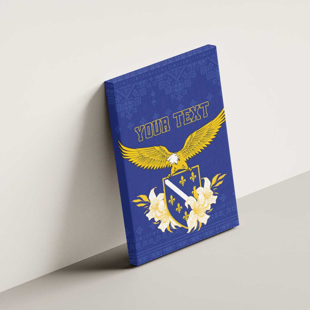 Personalized Bosnia and Herzegovina Independence Day Canvas Wall Art Golden Eagle With Lilium Bosniacum