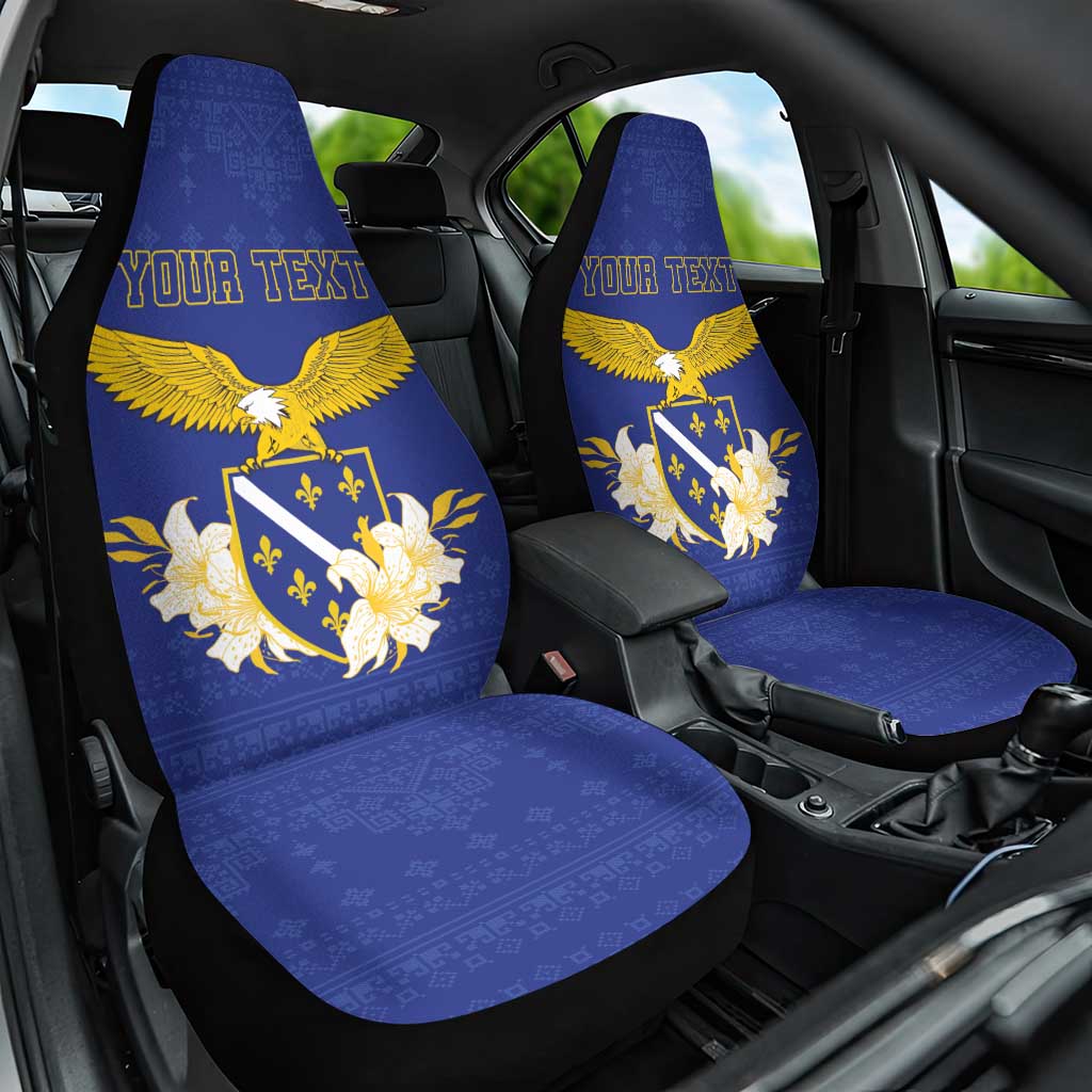 Personalized Bosnia and Herzegovina Independence Day Car Seat Cover Golden Eagle With Lilium Bosniacum