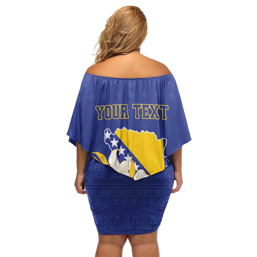 Personalized Bosnia and Herzegovina Independence Day Family Matching Off Shoulder Short Dress and Hawaiian Shirt Golden Eagle With Lilium Bosniacum