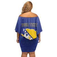 Personalized Bosnia and Herzegovina Independence Day Family Matching Off Shoulder Short Dress and Hawaiian Shirt Golden Eagle With Lilium Bosniacum