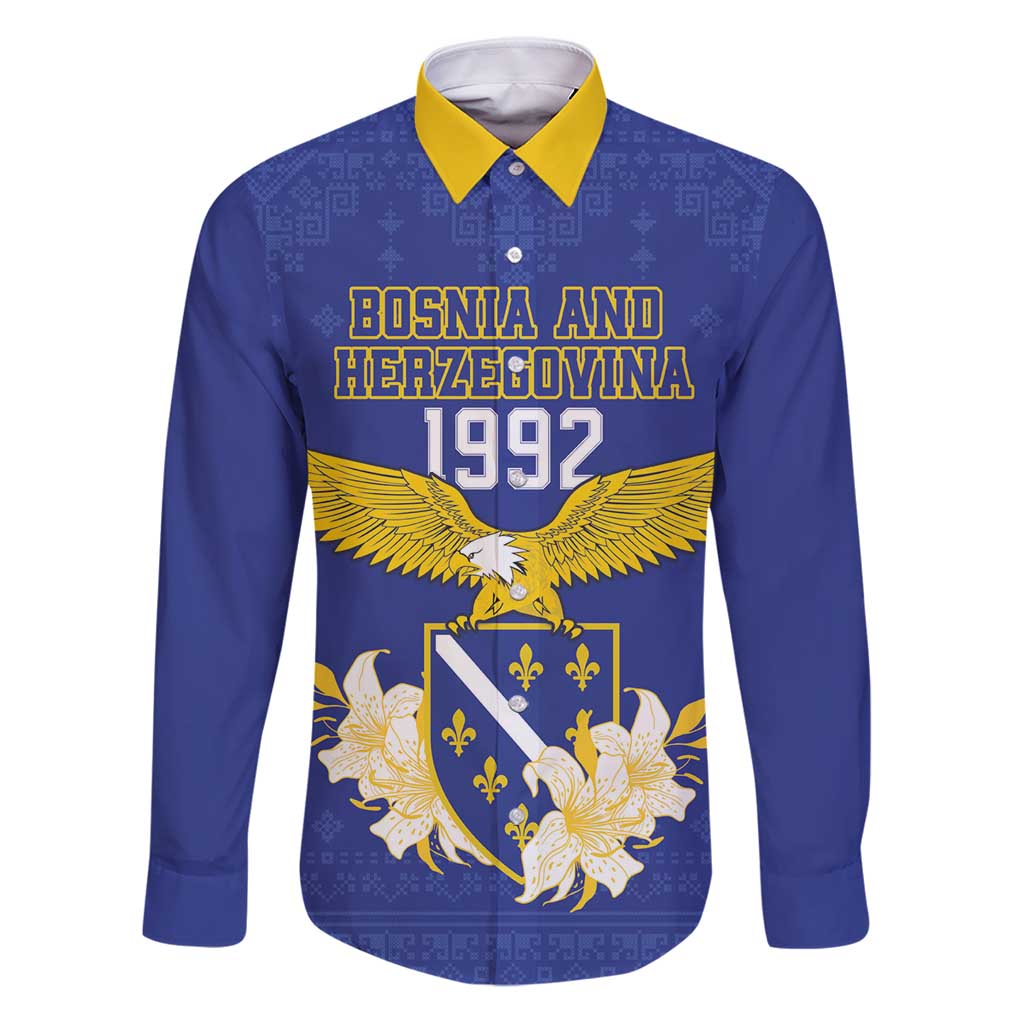 Personalized Bosnia and Herzegovina Independence Day Family Matching Puletasi and Hawaiian Shirt Golden Eagle With Lilium Bosniacum