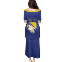 Personalized Bosnia and Herzegovina Independence Day Family Matching Puletasi and Hawaiian Shirt Golden Eagle With Lilium Bosniacum