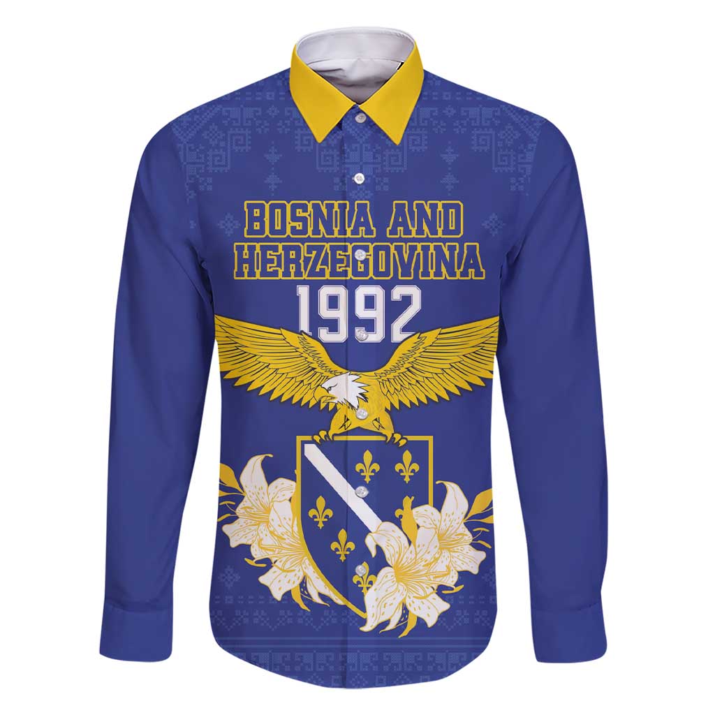 Personalized Bosnia and Herzegovina Independence Day Family Matching Short Sleeve Bodycon Dress and Hawaiian Shirt Golden Eagle With Lilium Bosniacum