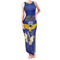 Personalized Bosnia and Herzegovina Independence Day Family Matching Tank Maxi Dress and Hawaiian Shirt Golden Eagle With Lilium Bosniacum