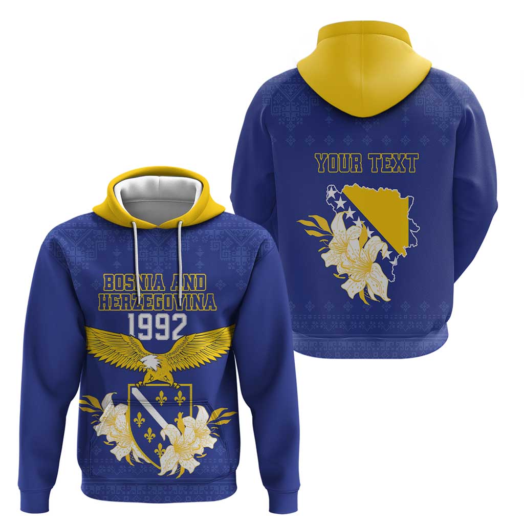 Personalized Bosnia and Herzegovina Independence Day Hoodie Golden Eagle With Lilium Bosniacum