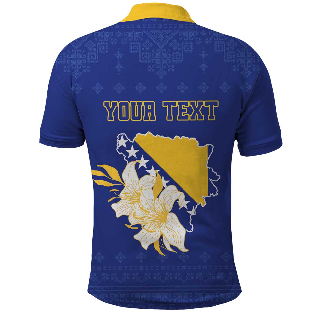 Personalized Bosnia and Herzegovina Independence Day Polo Shirt Golden Eagle With Lilium Bosniacum - Wonder Print Shop