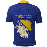 Personalized Bosnia and Herzegovina Independence Day Polo Shirt Golden Eagle With Lilium Bosniacum - Wonder Print Shop