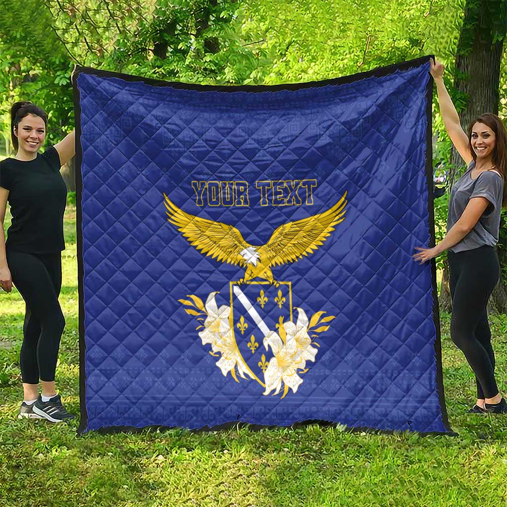 Personalized Bosnia and Herzegovina Independence Day Quilt Golden Eagle With Lilium Bosniacum - Wonder Print Shop