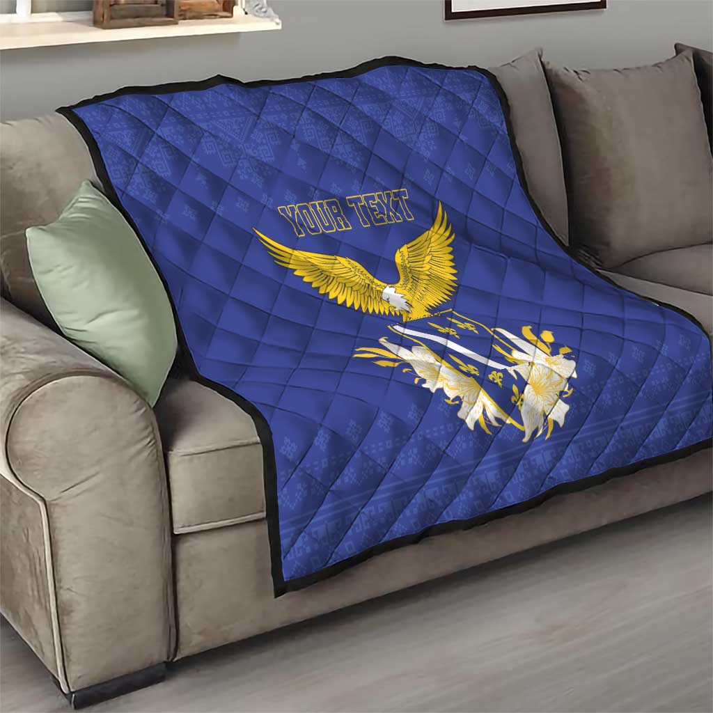 Personalized Bosnia and Herzegovina Independence Day Quilt Golden Eagle With Lilium Bosniacum - Wonder Print Shop