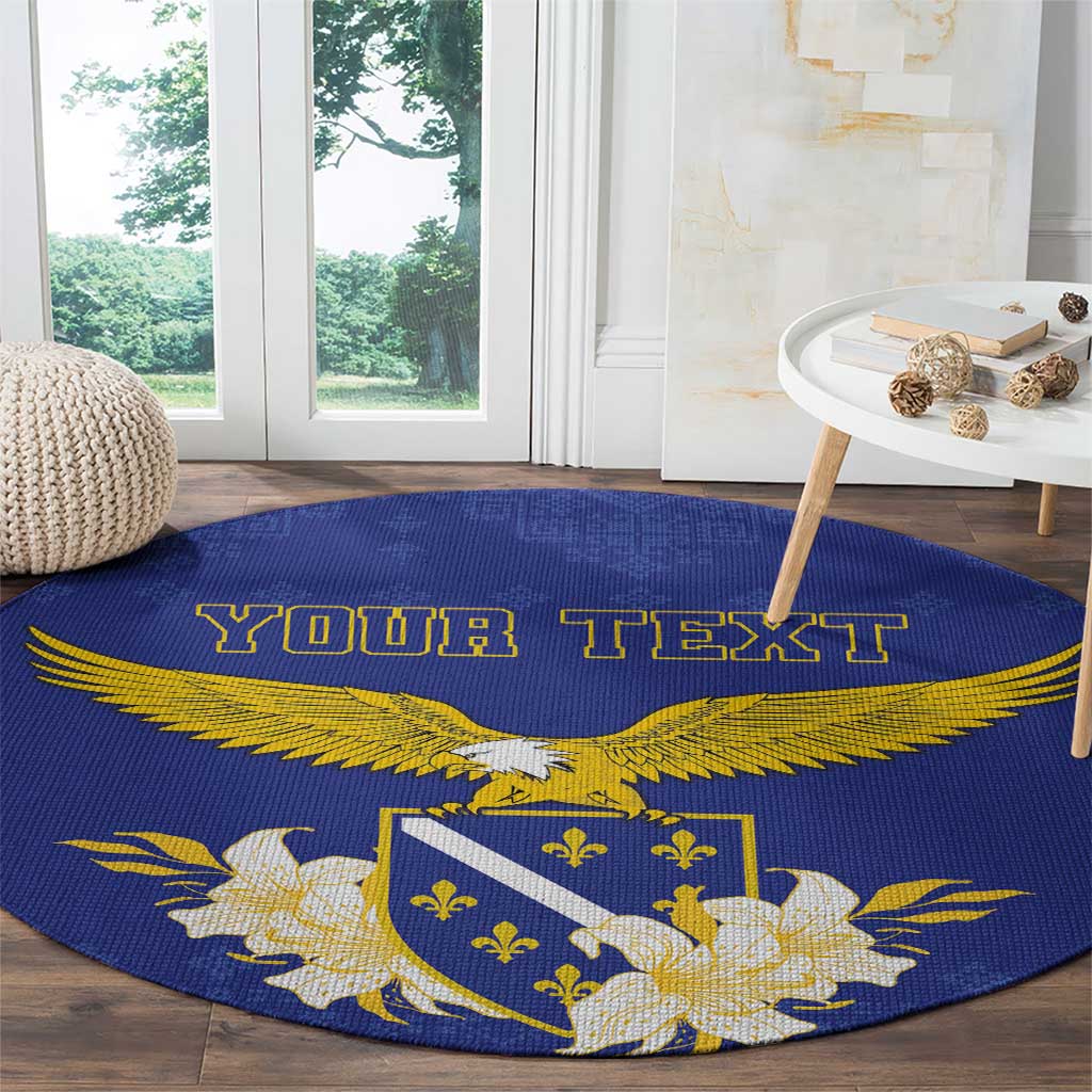 Personalized Bosnia and Herzegovina Independence Day Round Carpet Golden Eagle With Lilium Bosniacum - Wonder Print Shop