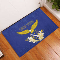 Personalized Bosnia and Herzegovina Independence Day Rubber Doormat Golden Eagle With Lilium Bosniacum - Wonder Print Shop