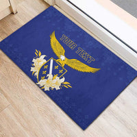 Personalized Bosnia and Herzegovina Independence Day Rubber Doormat Golden Eagle With Lilium Bosniacum - Wonder Print Shop