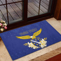 Personalized Bosnia and Herzegovina Independence Day Rubber Doormat Golden Eagle With Lilium Bosniacum - Wonder Print Shop