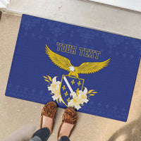 Personalized Bosnia and Herzegovina Independence Day Rubber Doormat Golden Eagle With Lilium Bosniacum - Wonder Print Shop