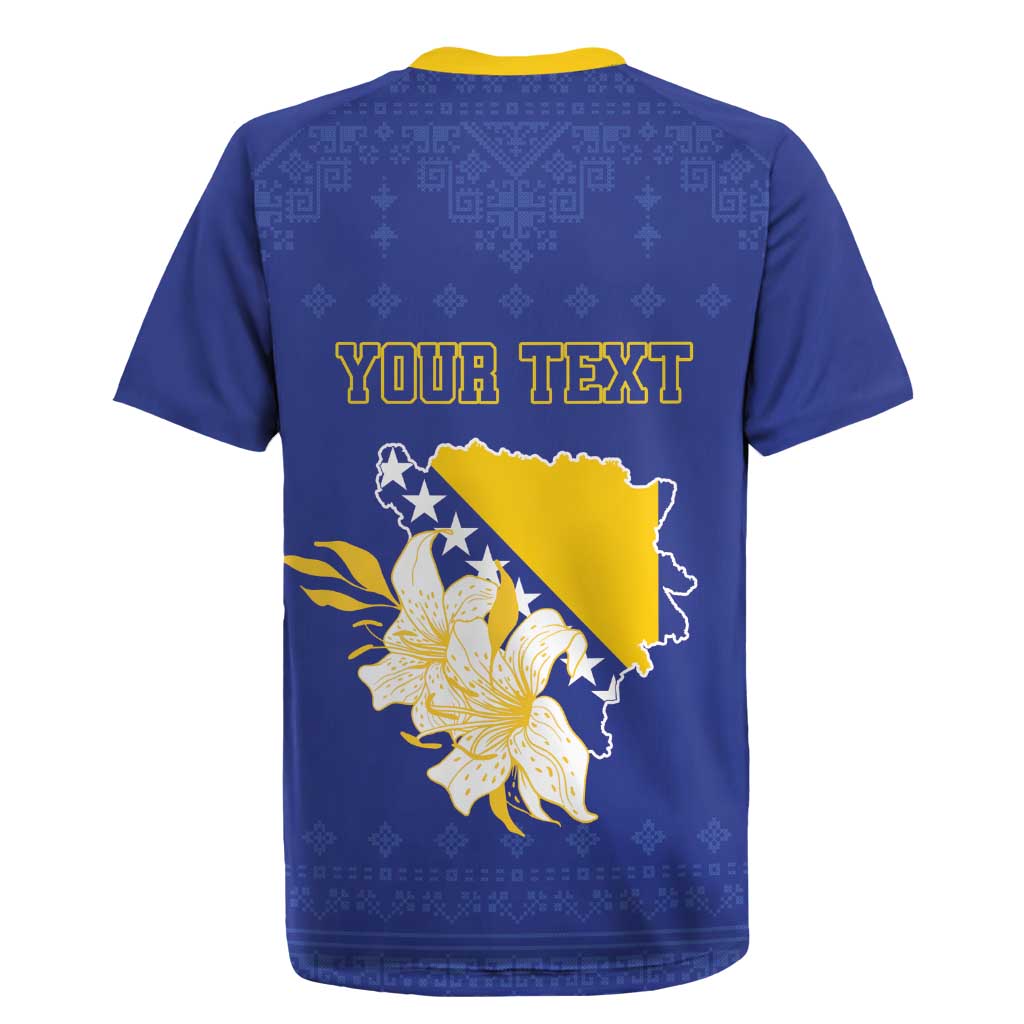 Personalized Bosnia and Herzegovina Independence Day Rugby Jersey Golden Eagle With Lilium Bosniacum - Wonder Print Shop
