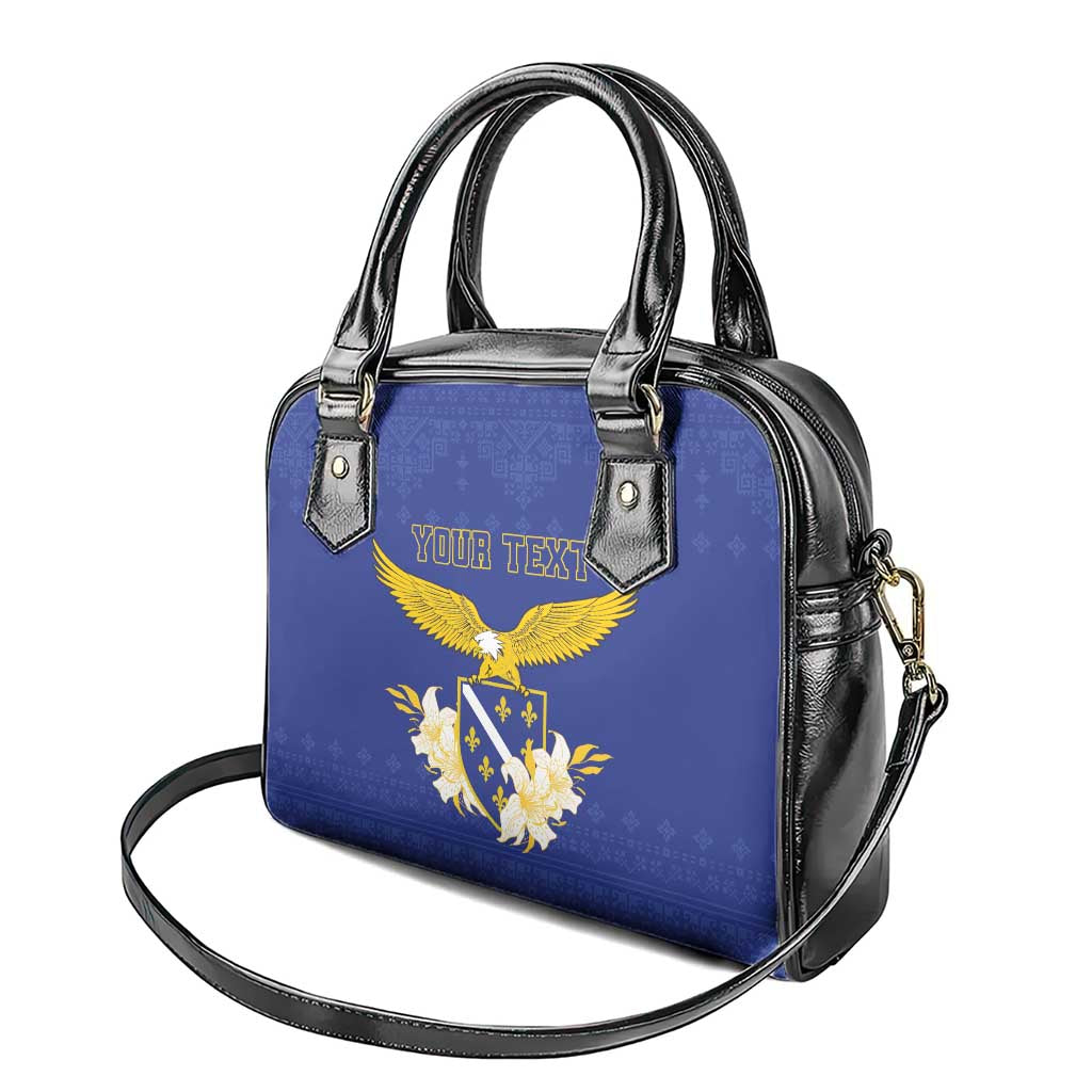 Personalized Bosnia and Herzegovina Independence Day Shoulder Handbag Golden Eagle With Lilium Bosniacum - Wonder Print Shop