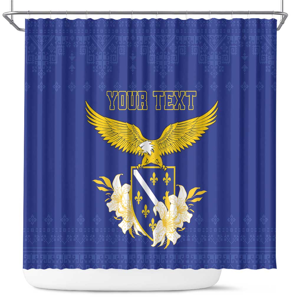 Personalized Bosnia and Herzegovina Independence Day Shower Curtain Golden Eagle With Lilium Bosniacum - Wonder Print Shop