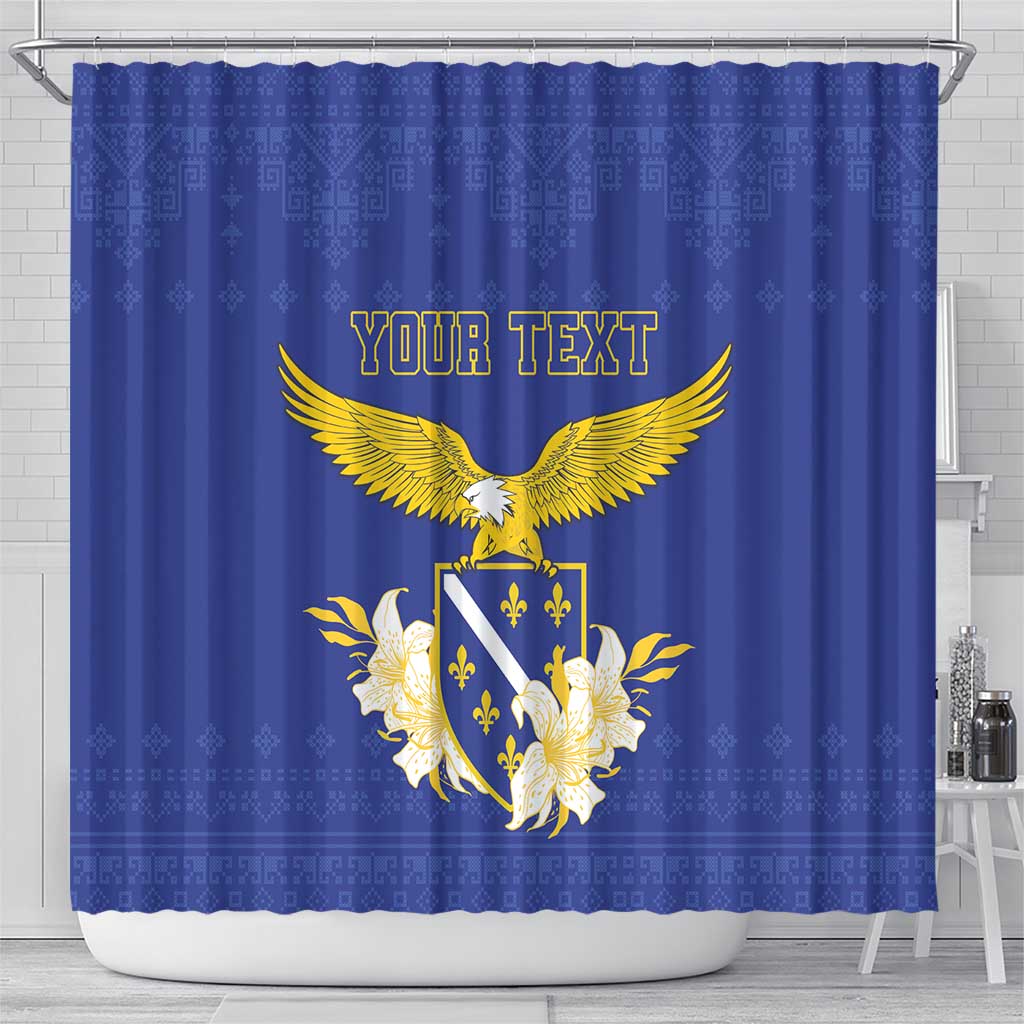 Personalized Bosnia and Herzegovina Independence Day Shower Curtain Golden Eagle With Lilium Bosniacum - Wonder Print Shop