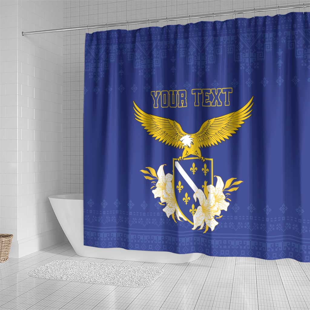 Personalized Bosnia and Herzegovina Independence Day Shower Curtain Golden Eagle With Lilium Bosniacum - Wonder Print Shop