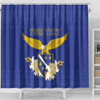 Personalized Bosnia and Herzegovina Independence Day Shower Curtain Golden Eagle With Lilium Bosniacum - Wonder Print Shop