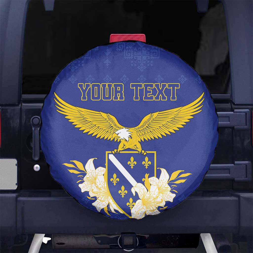 Personalized Bosnia and Herzegovina Independence Day Spare Tire Cover Golden Eagle With Lilium Bosniacum - Wonder Print Shop