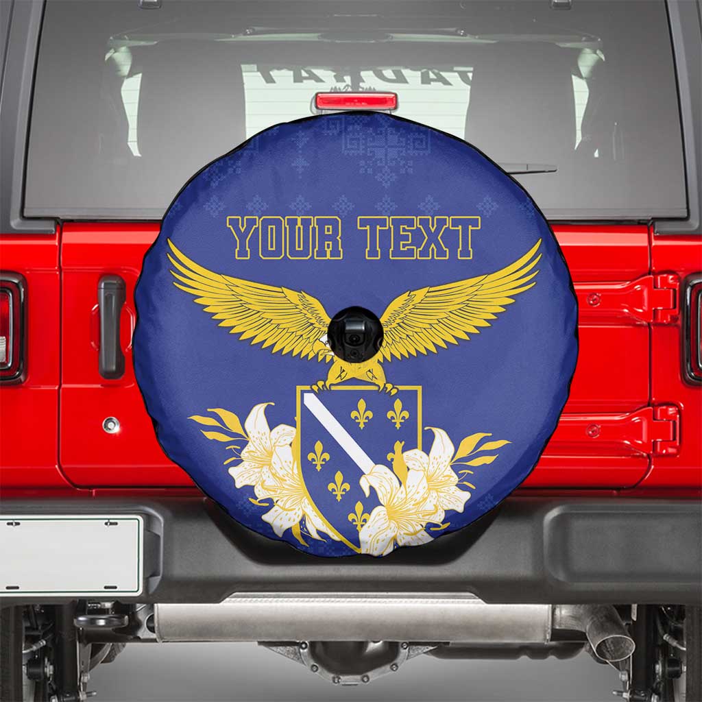 Personalized Bosnia and Herzegovina Independence Day Spare Tire Cover Golden Eagle With Lilium Bosniacum - Wonder Print Shop
