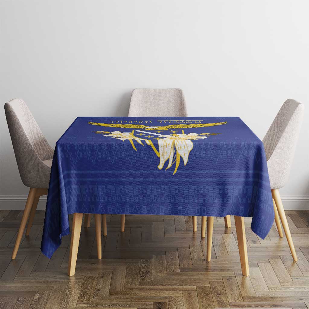 Personalized Bosnia and Herzegovina Independence Day Tablecloth Golden Eagle With Lilium Bosniacum - Wonder Print Shop
