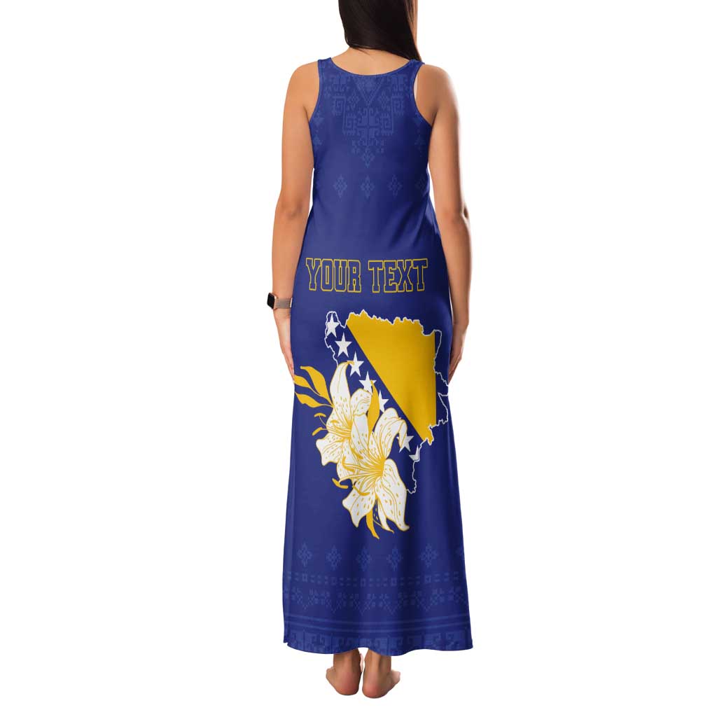Personalized Bosnia and Herzegovina Independence Day Tank Maxi Dress Golden Eagle With Lilium Bosniacum - Wonder Print Shop