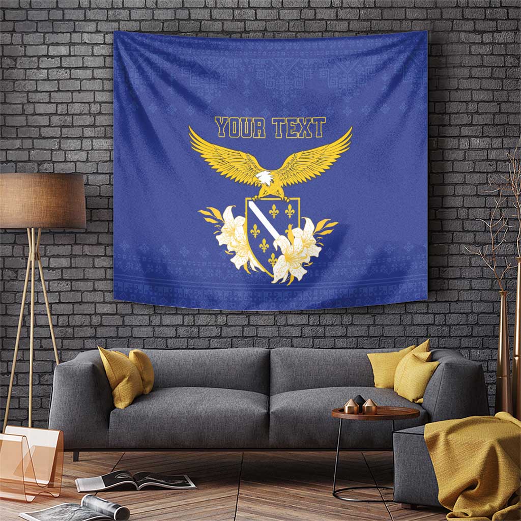Personalized Bosnia and Herzegovina Independence Day Tapestry Golden Eagle With Lilium Bosniacum - Wonder Print Shop