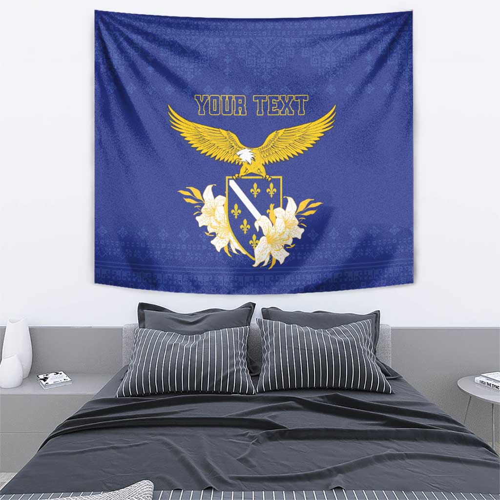 Personalized Bosnia and Herzegovina Independence Day Tapestry Golden Eagle With Lilium Bosniacum - Wonder Print Shop