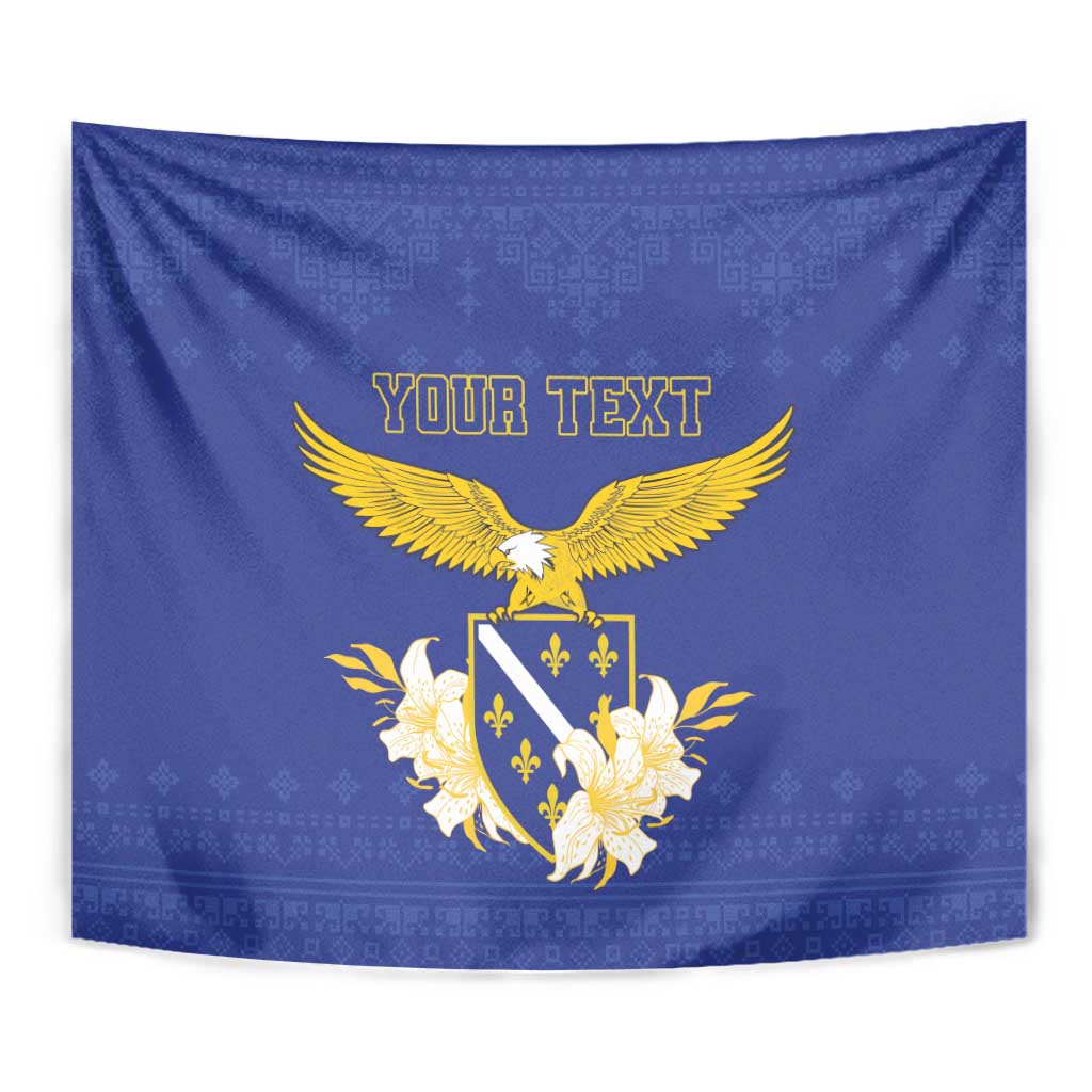 Personalized Bosnia and Herzegovina Independence Day Tapestry Golden Eagle With Lilium Bosniacum - Wonder Print Shop