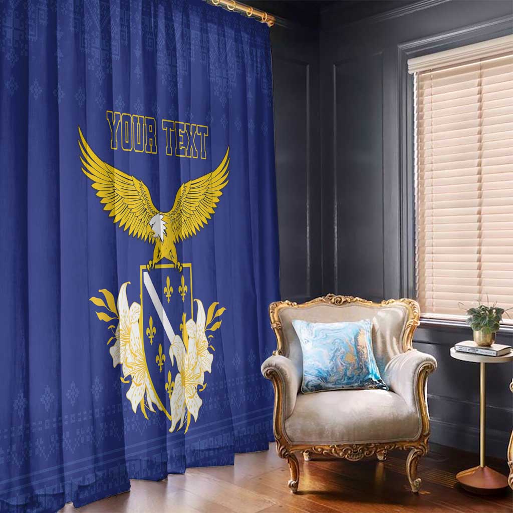 Personalized Bosnia and Herzegovina Independence Day Window Curtain Golden Eagle With Lilium Bosniacum - Wonder Print Shop