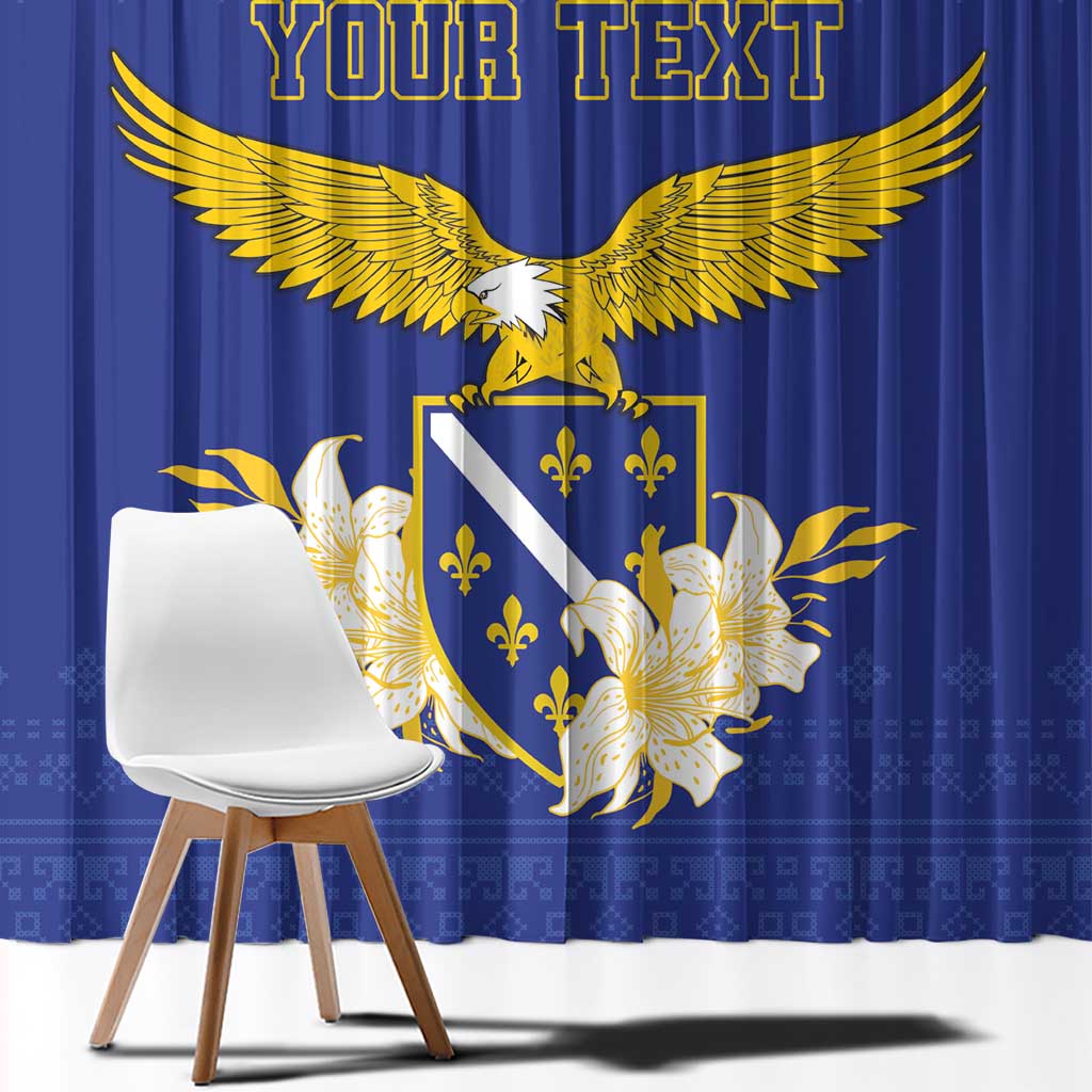 Personalized Bosnia and Herzegovina Independence Day Window Curtain Golden Eagle With Lilium Bosniacum - Wonder Print Shop