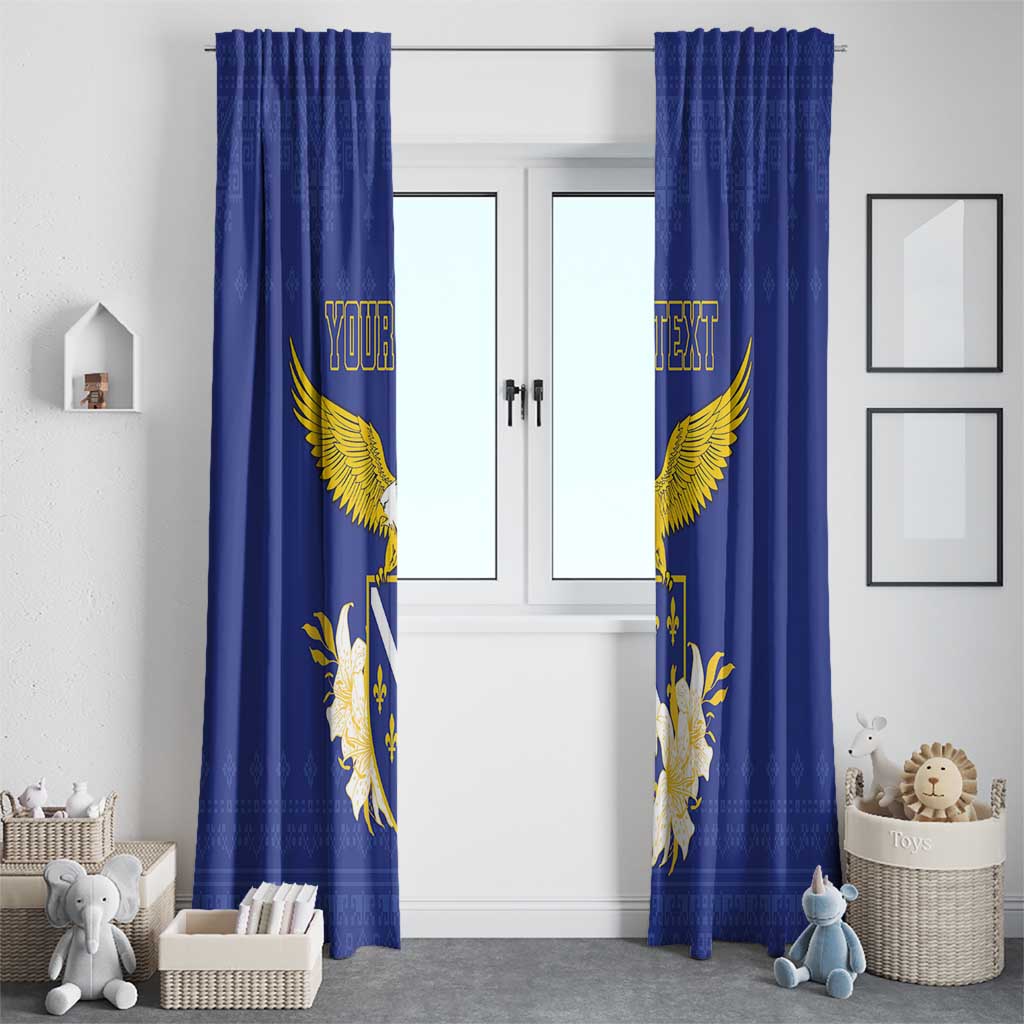 Personalized Bosnia and Herzegovina Independence Day Window Curtain Golden Eagle With Lilium Bosniacum - Wonder Print Shop