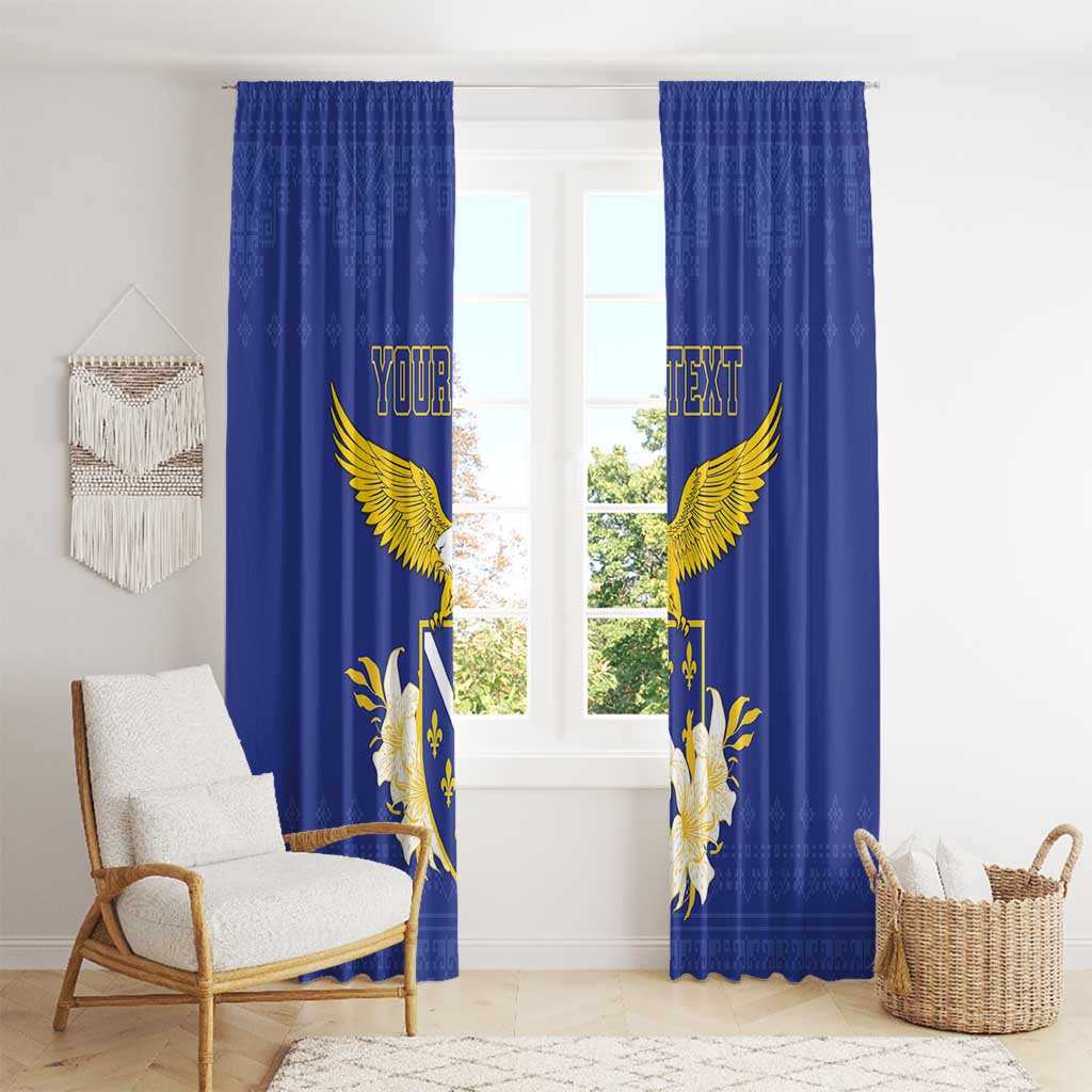 Personalized Bosnia and Herzegovina Independence Day Window Curtain Golden Eagle With Lilium Bosniacum - Wonder Print Shop