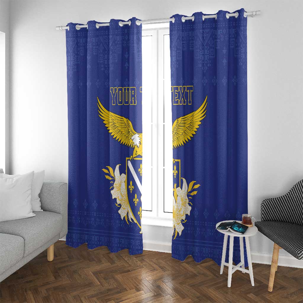 Personalized Bosnia and Herzegovina Independence Day Window Curtain Golden Eagle With Lilium Bosniacum - Wonder Print Shop