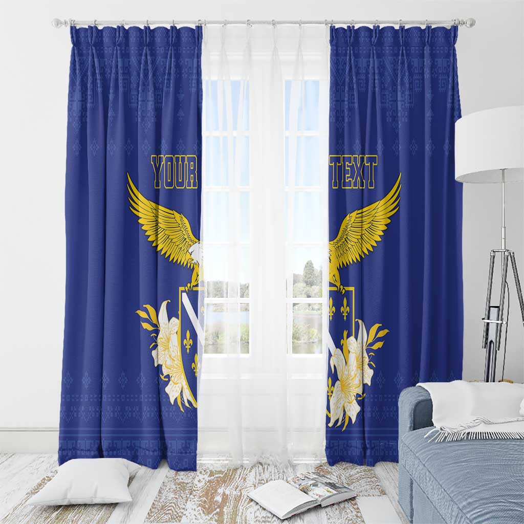 Personalized Bosnia and Herzegovina Independence Day Window Curtain Golden Eagle With Lilium Bosniacum - Wonder Print Shop