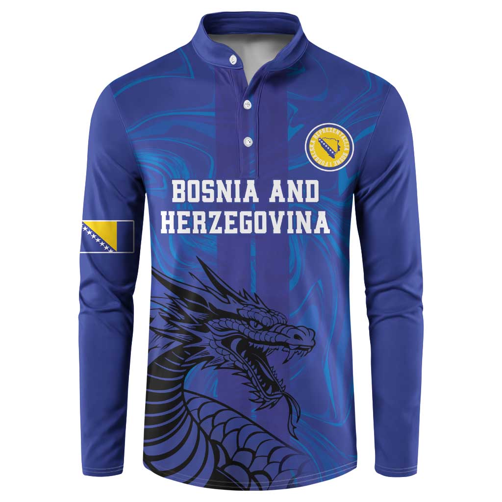 Custom Bosnia and Herzegovina Football Button Sweatshirt The Dragons Go Champions