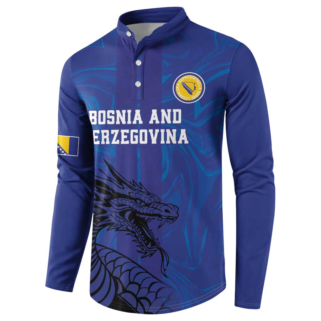 Custom Bosnia and Herzegovina Football Button Sweatshirt The Dragons Go Champions
