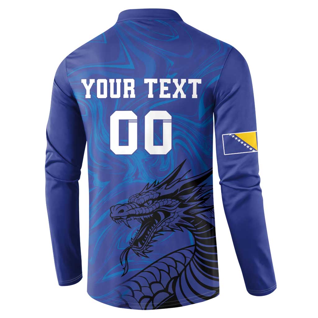 Custom Bosnia and Herzegovina Football Button Sweatshirt The Dragons Go Champions