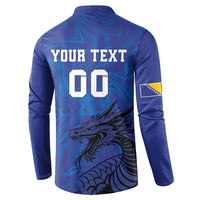 Custom Bosnia and Herzegovina Football Button Sweatshirt The Dragons Go Champions