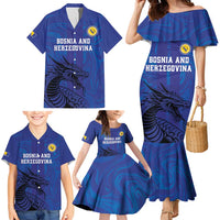 Custom Bosnia and Herzegovina Football Family Matching Mermaid Dress and Hawaiian Shirt The Dragons Go Champions