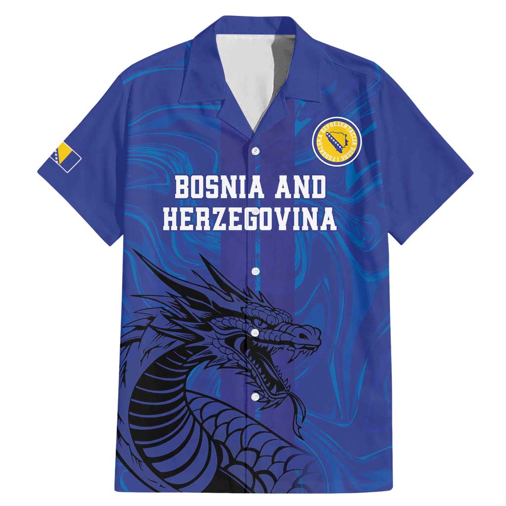 Custom Bosnia and Herzegovina Football Family Matching Mermaid Dress and Hawaiian Shirt The Dragons Go Champions