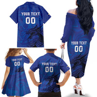 Custom Bosnia and Herzegovina Football Family Matching Off The Shoulder Long Sleeve Dress and Hawaiian Shirt The Dragons Go Champions