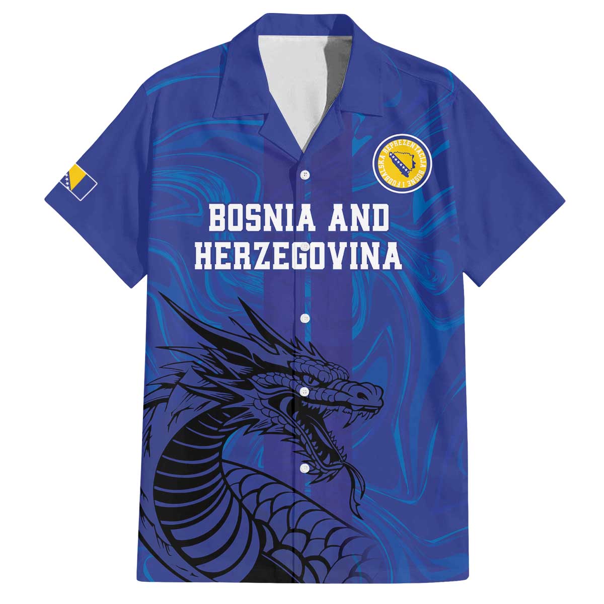 Custom Bosnia and Herzegovina Football Family Matching Off The Shoulder Long Sleeve Dress and Hawaiian Shirt The Dragons Go Champions