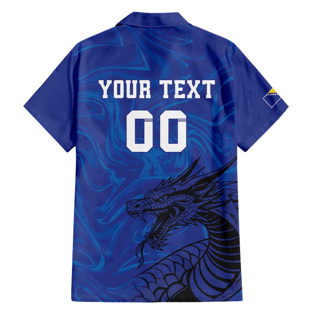 Custom Bosnia and Herzegovina Football Family Matching Short Sleeve Bodycon Dress and Hawaiian Shirt The Dragons Go Champions